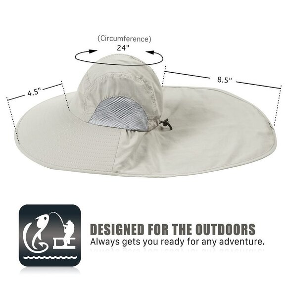 Sun Hat for Men with 50+ UPF Protection Light Grey - Picture 3 of 3